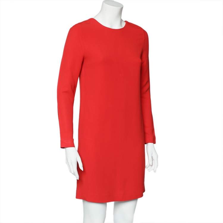 Pre Owned Victoria Victoria Beckham Red Crepe Plunging Back Mini Dress M