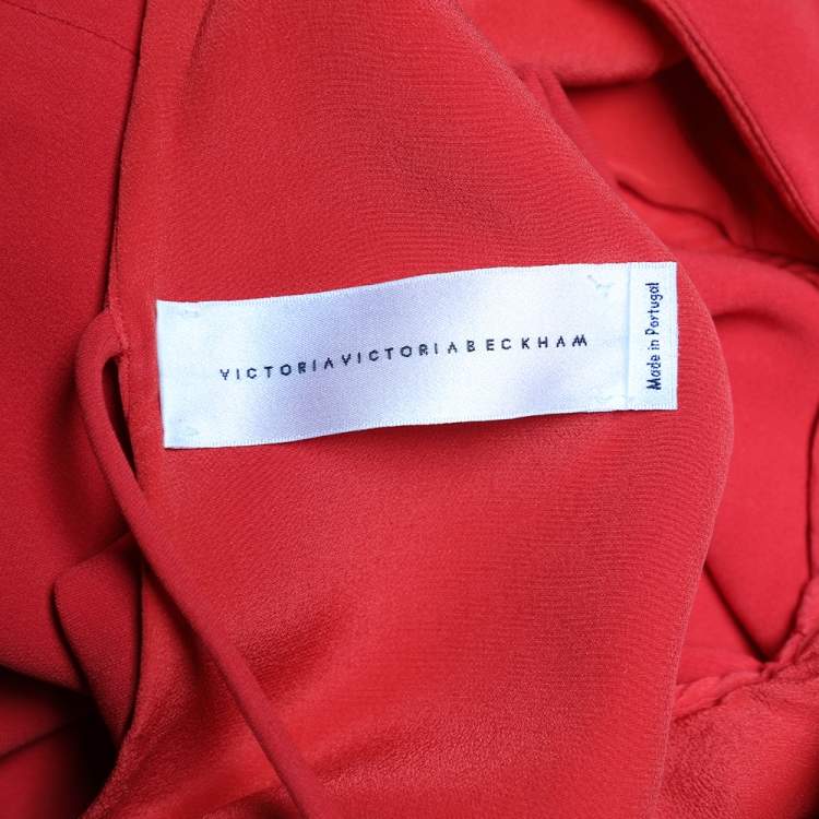 Pre Owned Victoria Victoria Beckham Red Crepe Plunging Back Mini Dress M
