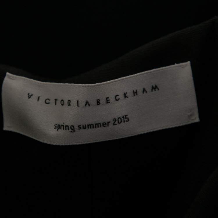 Pre Owned Victoria Beckham Black Floral Printed Jacquard Organza Strapless Dress L