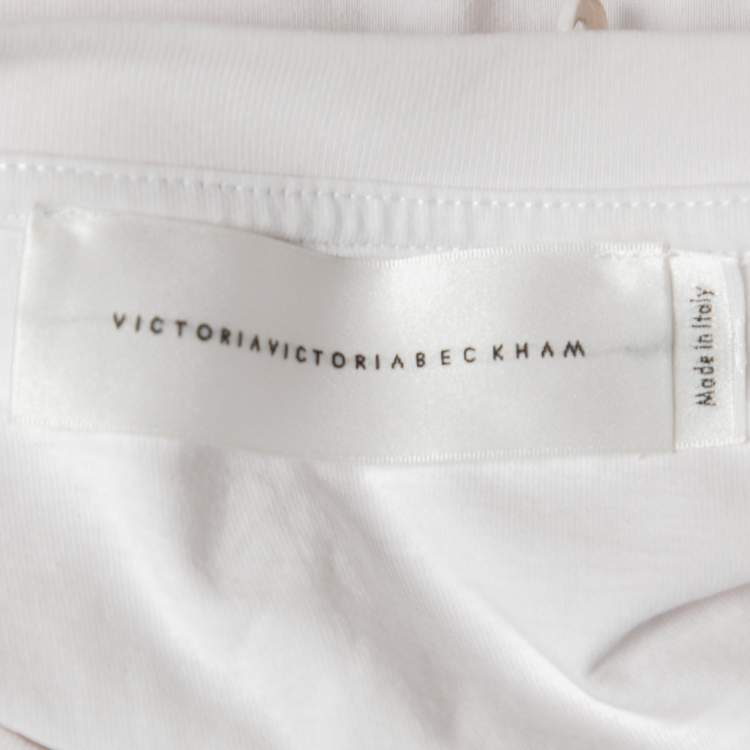 Pre Owned Victoria Victoria Beckham White Printed Cotton Short Sleeve T-Shirt S