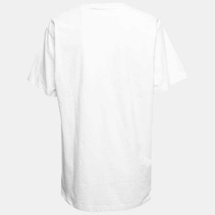 Pre Owned Victoria Victoria Beckham White Printed Cotton Short Sleeve T-Shirt S