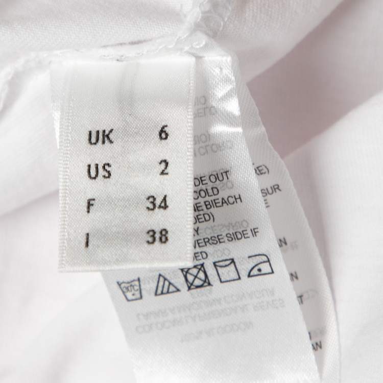 Pre Owned Victoria Victoria Beckham White Printed Cotton Short Sleeve T-Shirt S