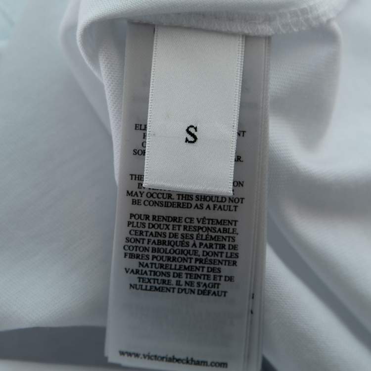 Pre Owned Victoria Victoria Beckham White Cotton Striped Ruffle-Sleeve Top S