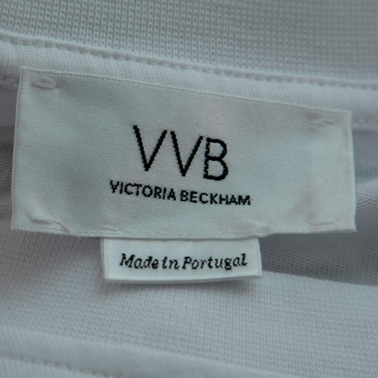 Pre Owned Victoria Victoria Beckham White Cotton Striped Ruffle-Sleeve Top S