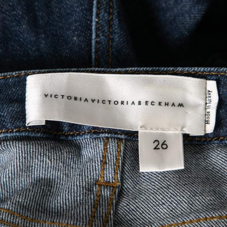 Pre Owned Victoria Victoria Beckham Blue Denim Stretch Flared Jeans S Waist 29" 