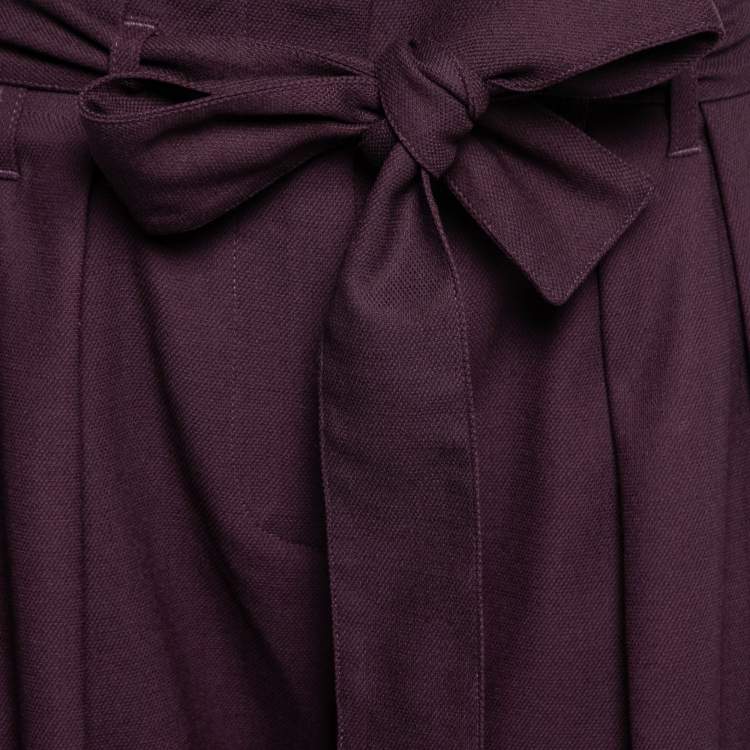 Pre Owned Victoria Victoria Beckham Purple Crepe Paperbag Trousers M