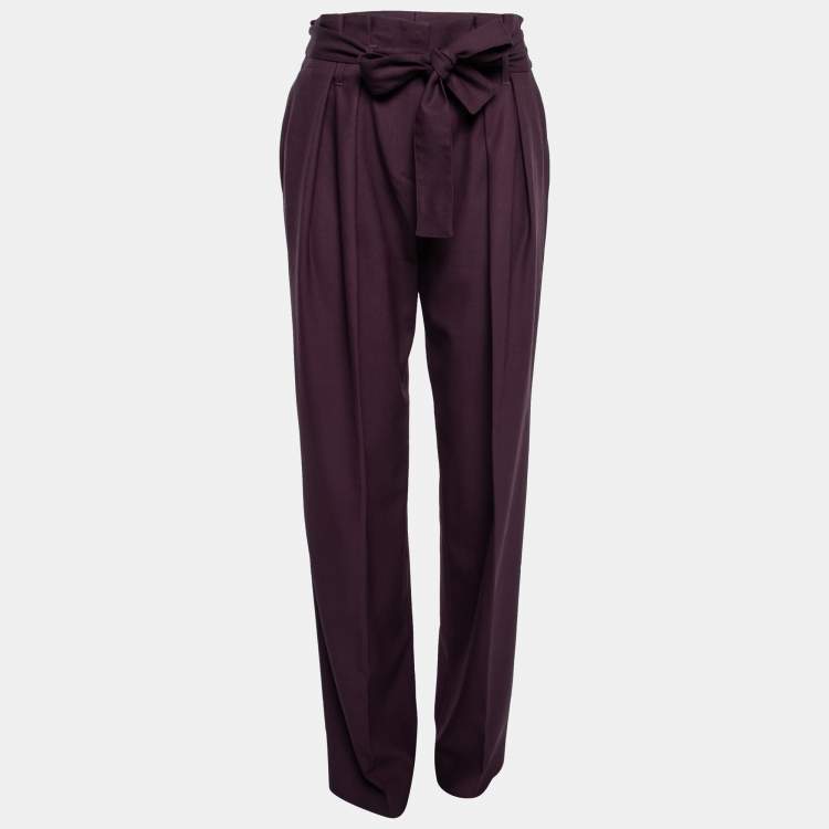 Pre Owned Victoria Victoria Beckham Purple Crepe Paperbag Trousers M
