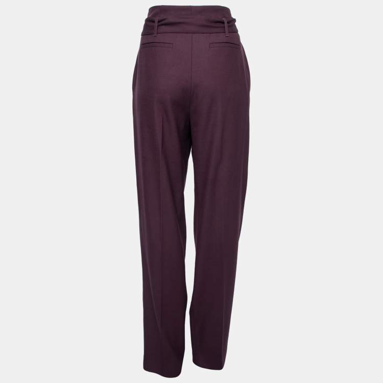 Pre Owned Victoria Victoria Beckham Purple Crepe Paperbag Trousers M