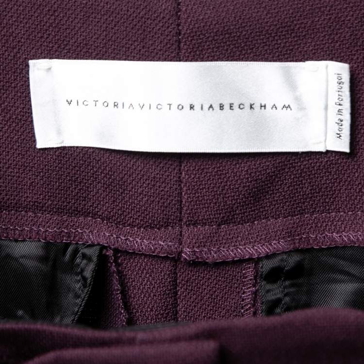 Pre Owned Victoria Victoria Beckham Purple Crepe Paperbag Trousers M