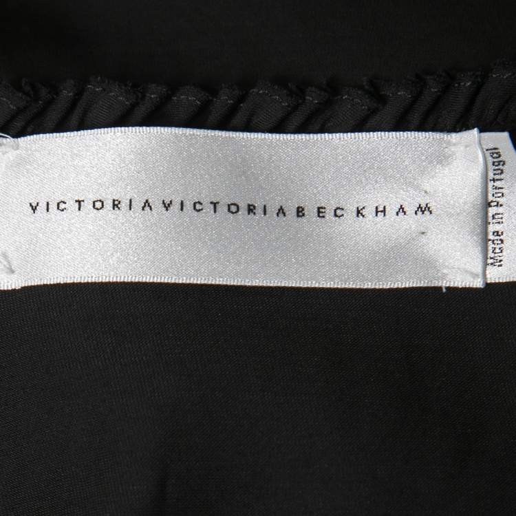 Pre Owned Victoria Victoria Beckham Black Silk Ruffled Top M