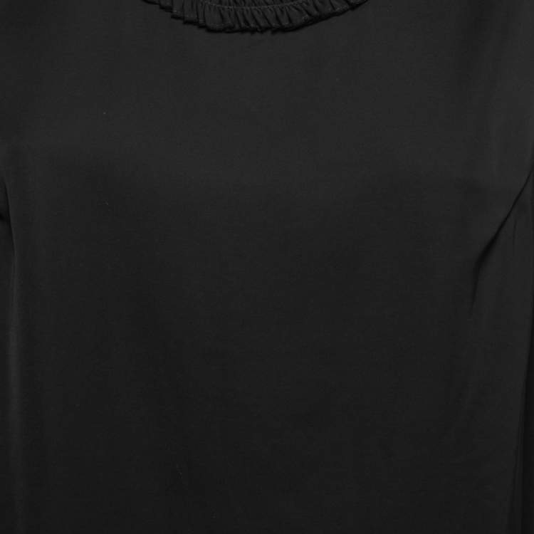 Pre Owned Victoria Victoria Beckham Black Silk Ruffled Top M