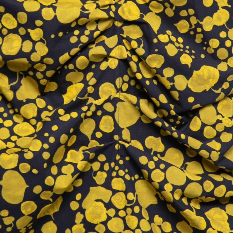 Pre Owned Victoria Victoria Beckham Blue Printed Cotton Ruched Asymmetric Top M