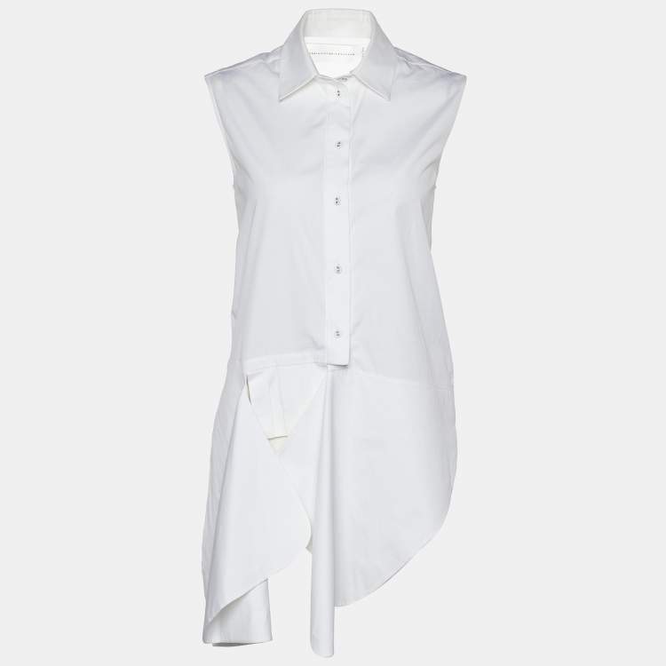 Pre Owned Victoria Victoria Beckham White Cotton Asymmetrical Hem Shirt S