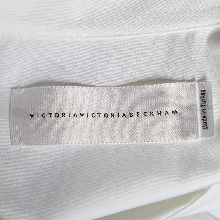Pre Owned Victoria Victoria Beckham White Cotton Asymmetrical Hem Shirt S
