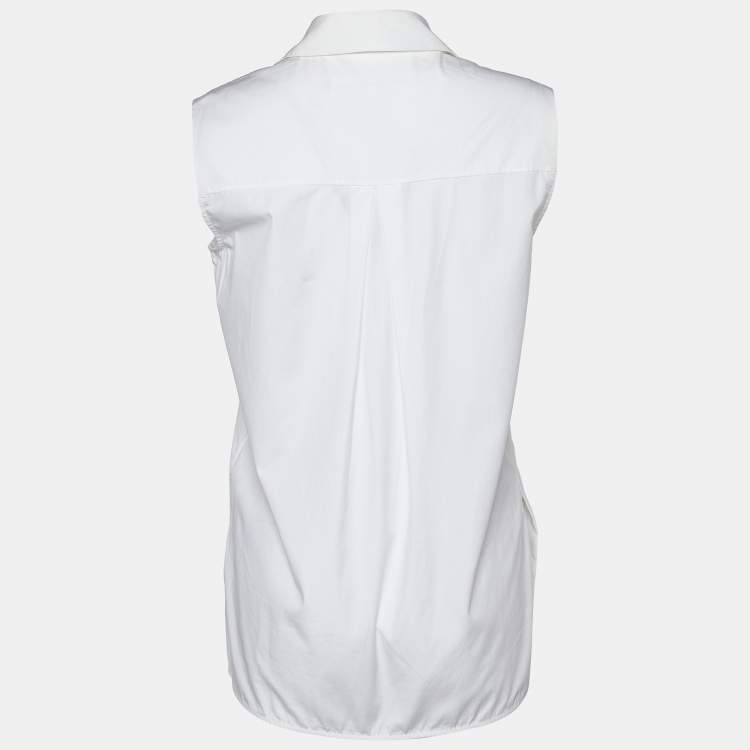 Pre Owned Victoria Victoria Beckham White Cotton Asymmetrical Hem Shirt S
