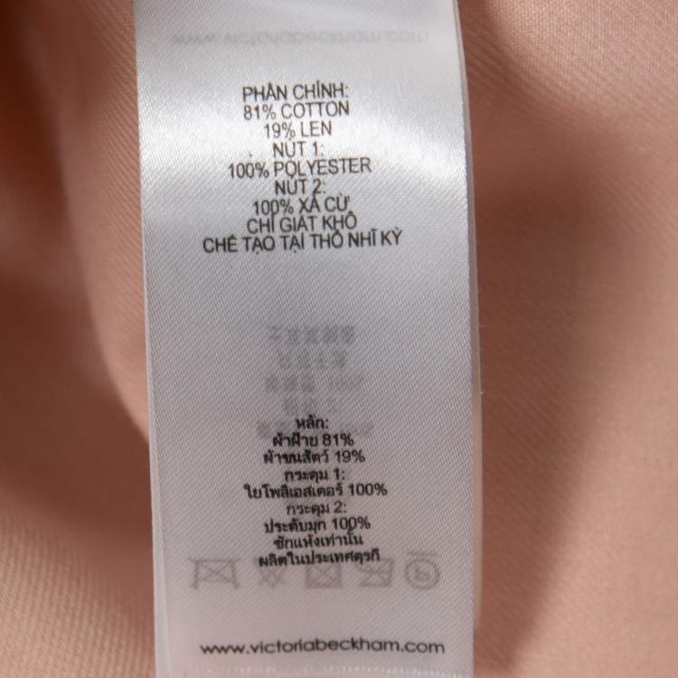 Pre Owned Victoria Victoria Beckham Light Pink Cotton Ruched Sleeve Detail Shirt M