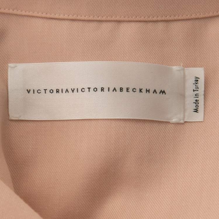 Pre Owned Victoria Victoria Beckham Light Pink Cotton Ruched Sleeve Detail Shirt M