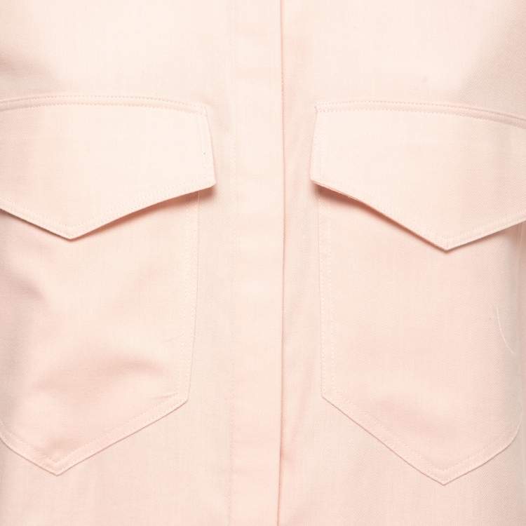 Pre Owned Victoria Victoria Beckham Light Pink Cotton Ruched Sleeve Detail Shirt M