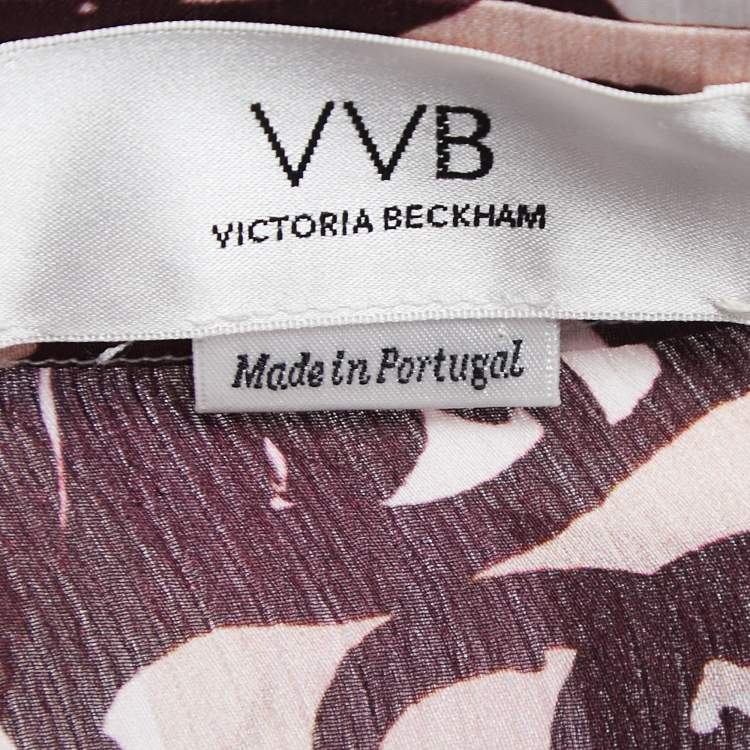 مملوكة مسبقًا Victoria Victoria Beckham Purple Abstract Print Chiffon Shirtdress M