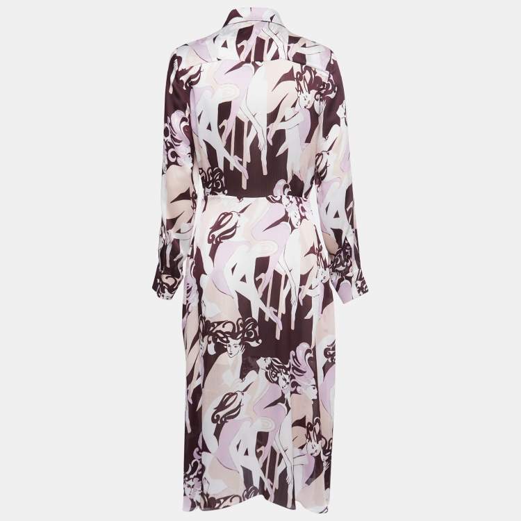مملوكة مسبقًا Victoria Victoria Beckham Purple Abstract Print Chiffon Shirtdress M