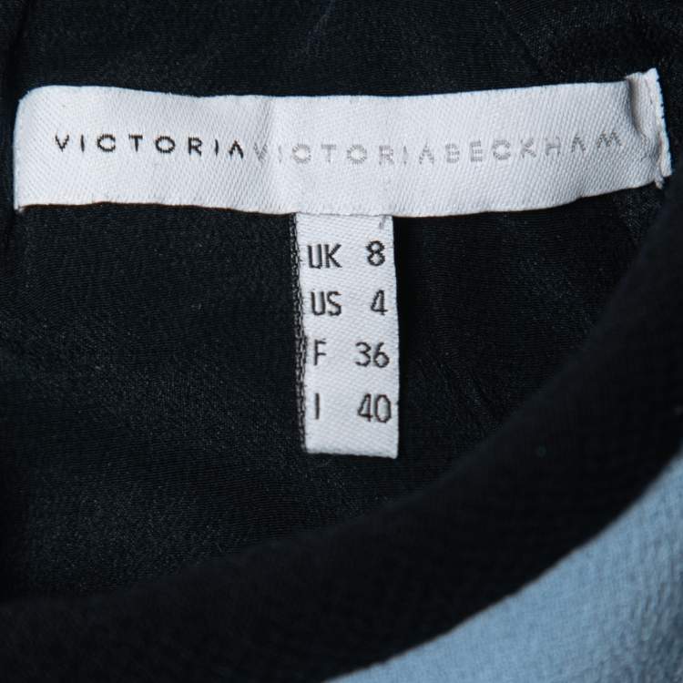 Pre Owned Victoria Victoria Beckham Blue/Black Wool Midi Dress S