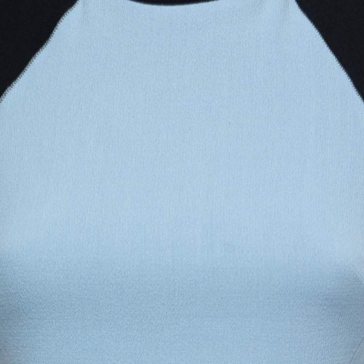 Pre Owned Victoria Victoria Beckham Blue/Black Wool Midi Dress S