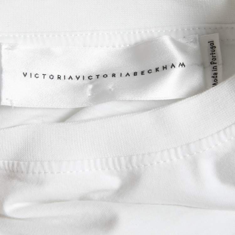 مملوكة مسبقًا Victoria Victoria Beckham White Cotton Drape Detail T-Shirt S