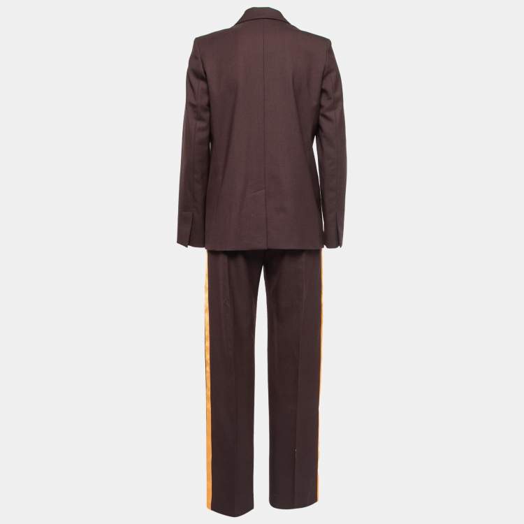Pre Owned Victoria Victoria Beckham Burgundy Crepe Wool Blazer & Pants Set S