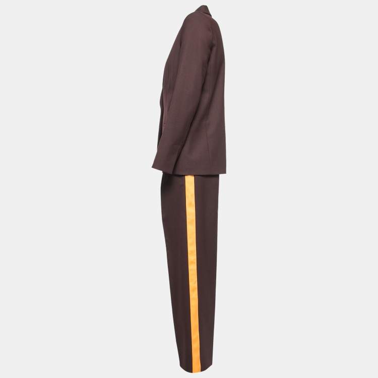 Pre Owned Victoria Victoria Beckham Burgundy Crepe Wool Blazer & Pants Set S