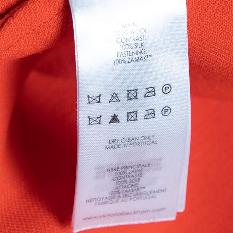 Pre Owned Victoria Victoria Beckham Orange Wool Crepe Cross Strap Mini Dress M