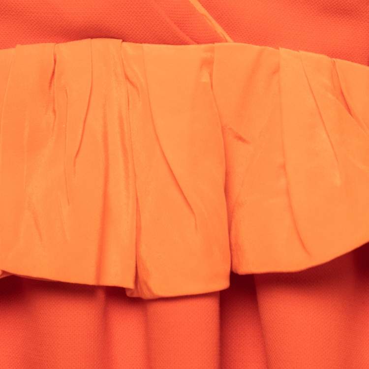 Pre Owned Victoria Victoria Beckham Orange Wool Crepe Cross Strap Mini Dress M
