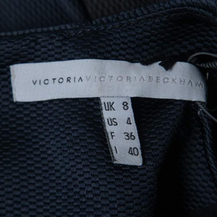 Pre Owned Victoria Victoria Beckham Black/Navy Blue Jacquard Satin Two Piece Dress S