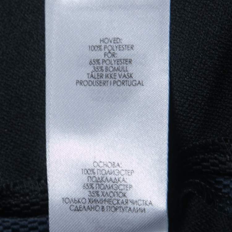 Pre Owned Victoria Victoria Beckham Black/Navy Blue Jacquard Satin Two Piece Dress S