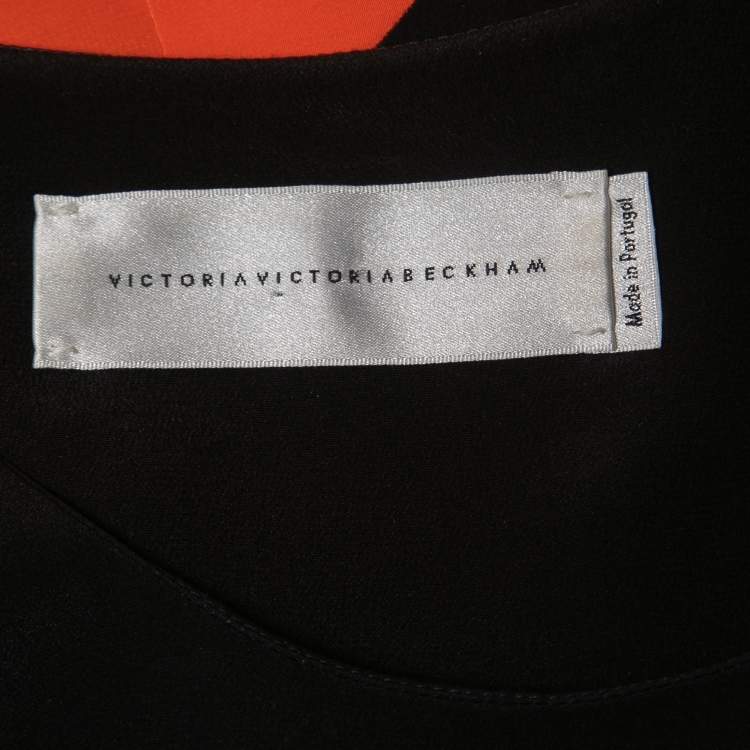 Pre Owned Victoria Victoria Beckham Black Colorblock Silk Pleated Sleeveless Top S