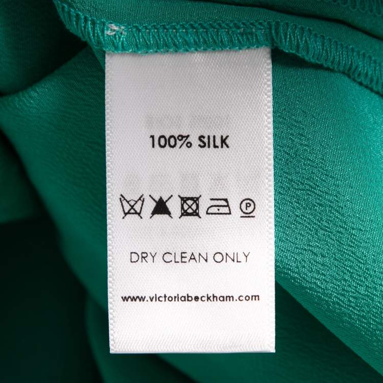 Pre Owned Victoria Victoria Beckham Green/Navy Blue Silk Pleated Mini Dress M