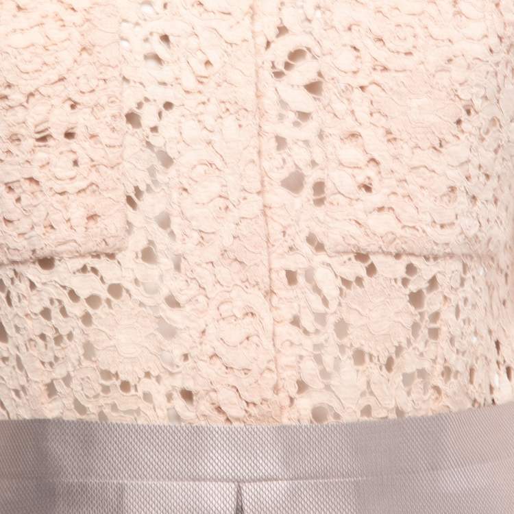 Pre Owned Victoria Victoria Beckham Beige/Grey Lace Mini Dress M