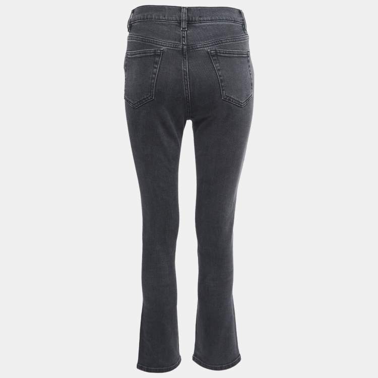 Pre Owned Victoria Victoria Beckham Grey Denim Studded Jeans S Waist 25"
