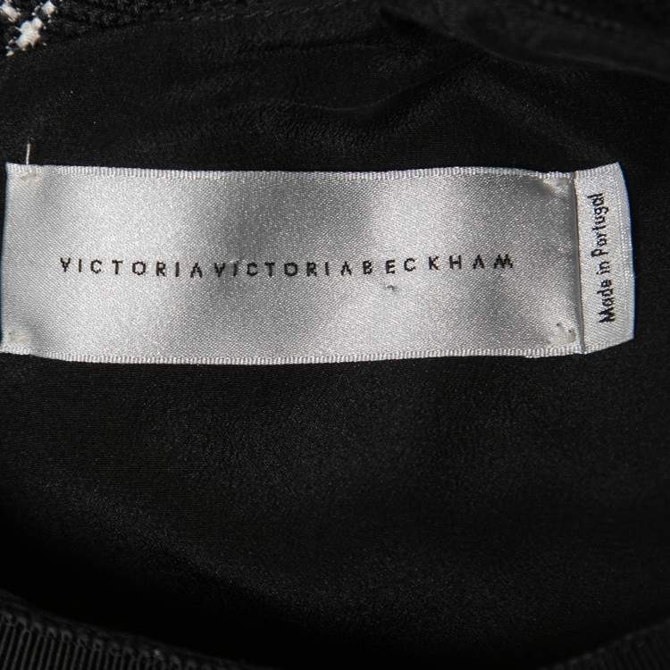 مملوكة مسبقًا Victoria Victoria Beckham Black Checked Cotton Knit Midi Dress S