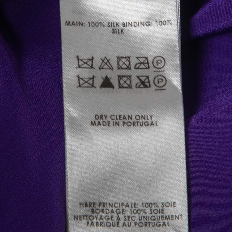 مملوكة مسبقًا Victoria Victoria Beckham Purple Silk Gathered Waist Detail Midi Dress S