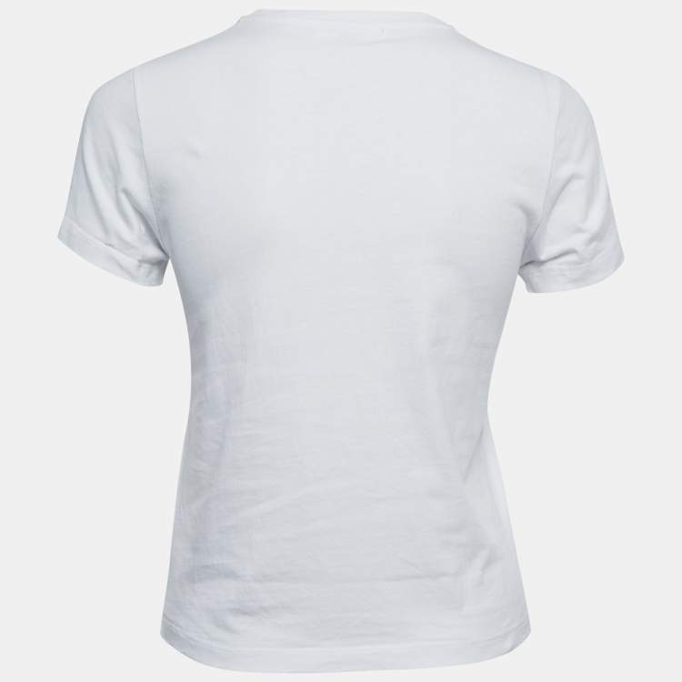 Pre Owned Victoria Victoria Beckham White Love Print Cotton Crew Neck Short Sleeve T-Shirt S