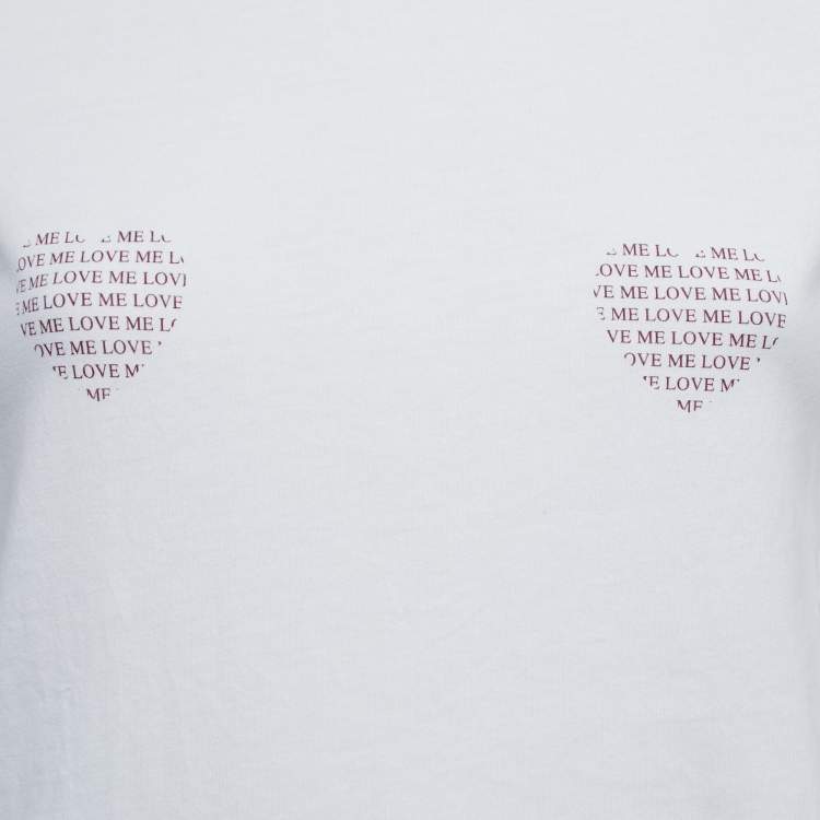 Pre Owned Victoria Victoria Beckham White Love Print Cotton Crew Neck Short Sleeve T-Shirt S