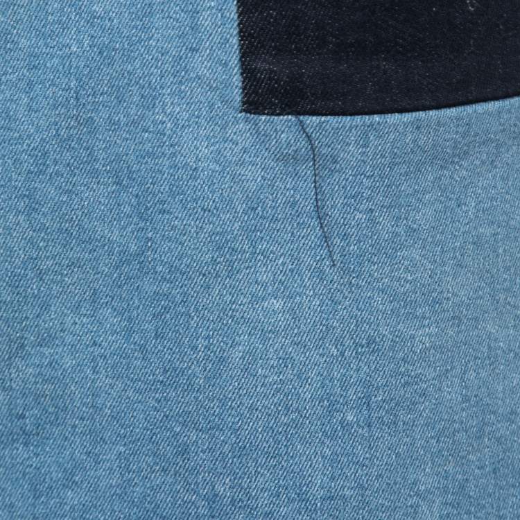 Pre Owned Victoria Victoria Beckham Blue Patched Denim Sleeveless Mini Dress S