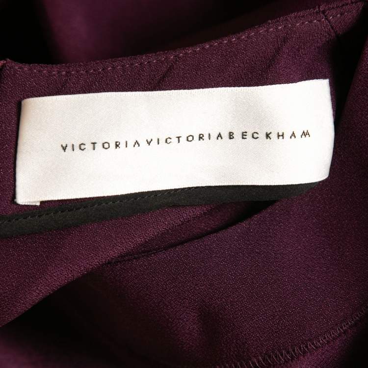 Pre Owned Victoria Victoria Beckham Purple & Metallic Lamé Midi Dress S