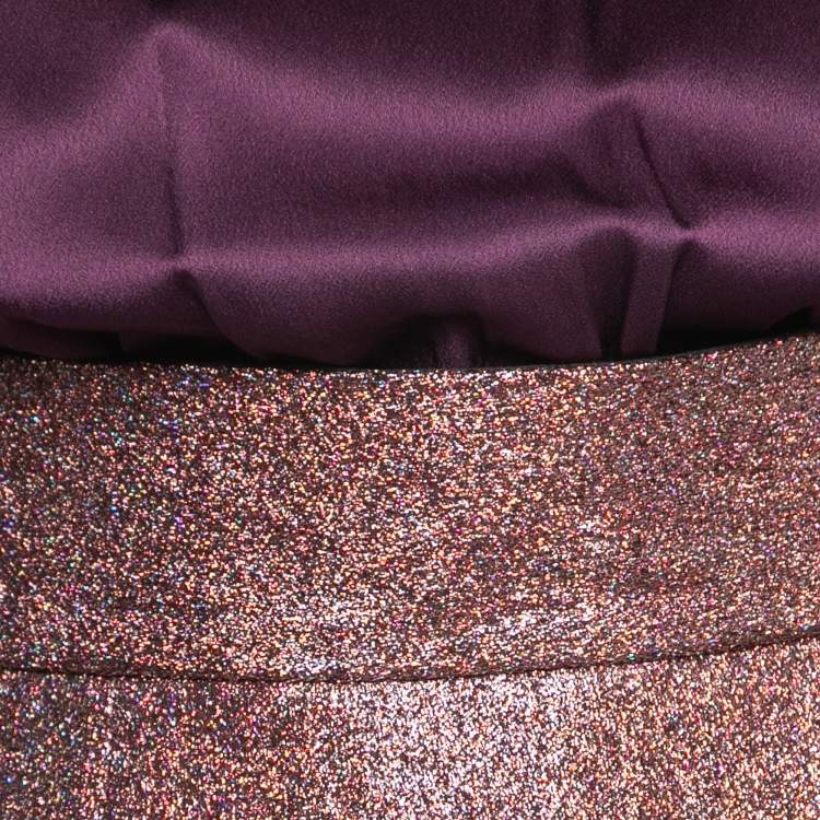 Pre Owned Victoria Victoria Beckham Purple & Metallic Lamé Midi Dress S