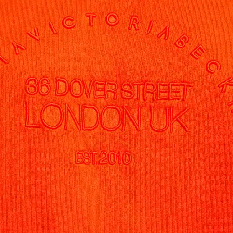 Pre Owned Victoria Victoria Beckham Orange Logo Embroidered Cotton Sweatshirt XS