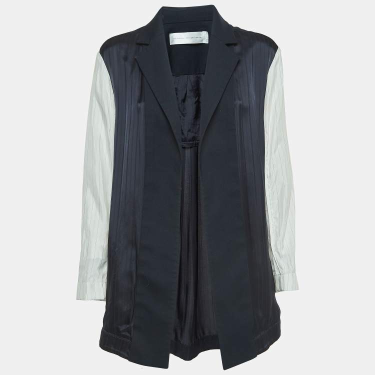 Pre Owned Victoria Victoria Beckham Navy Blue Wool Blend Open Front Jacket XS