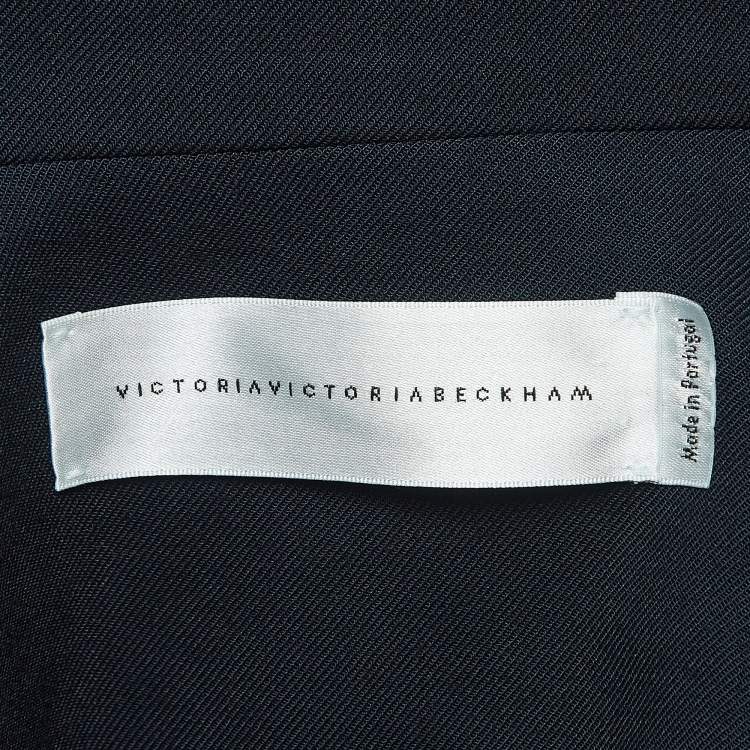 Pre Owned Victoria Victoria Beckham Navy Blue Wool Blend Open Front Jacket XS
