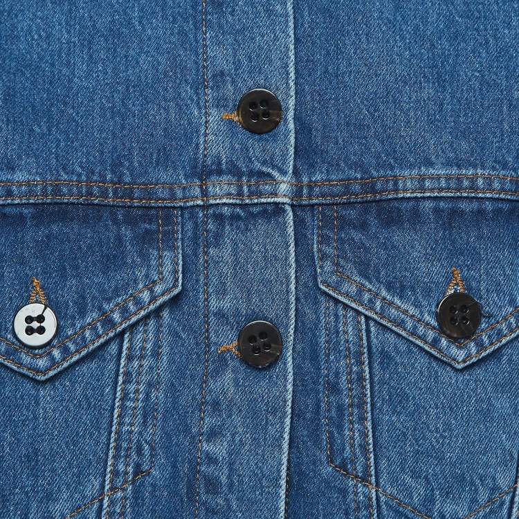 Pre Owned Victoria Victoria Beckham Blue Denim & Suede Jacket S