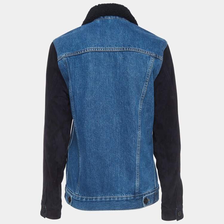 Pre Owned Victoria Victoria Beckham Blue Denim & Suede Jacket S