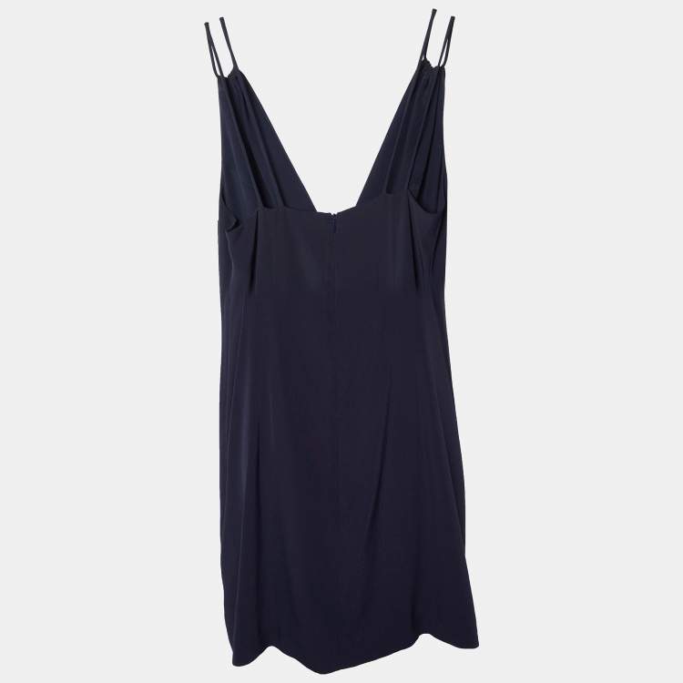 Pre Owned Victoria Victoria Beckham Navy Blue Plunge V-Neck Mini Dress M